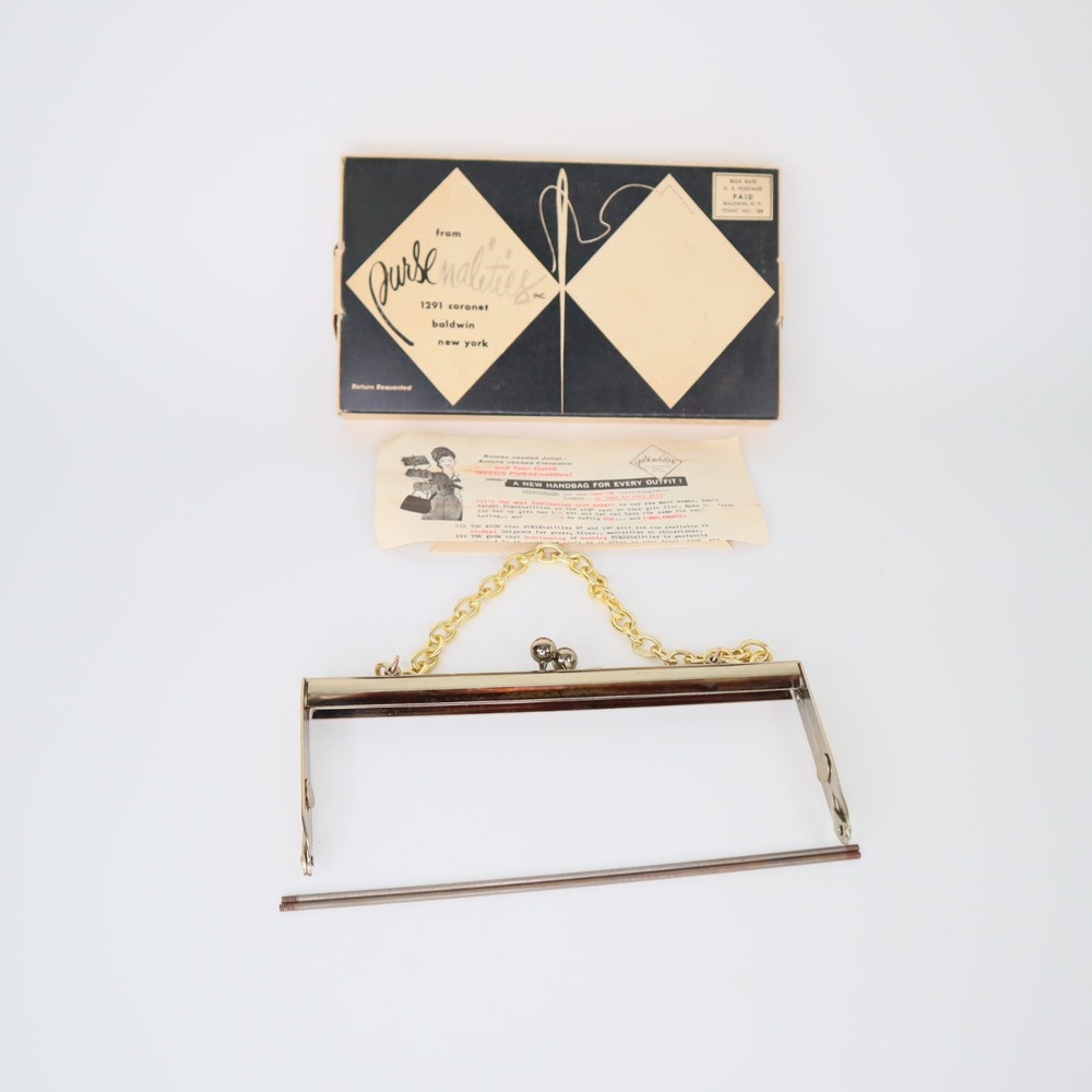 Vintage PURSEnalities Gold Tone Interchangeable Purse Handbag Frame Box & Insert
